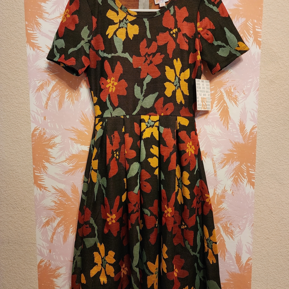 LuLaRoe Nicole Midi Dress Floral NWT XS
